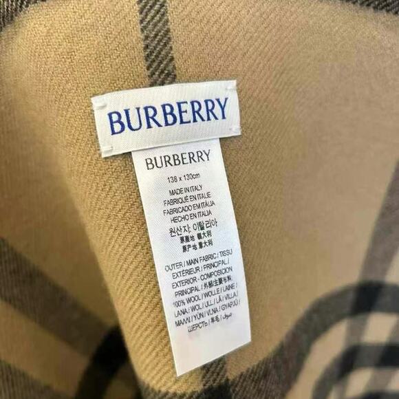 Burberry Wool Cape with Fringe Dark Tan NWT - Picture 4 of 6